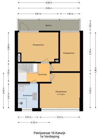 Floorplan - Patrijsstraat 16, 2225 PP Katwijk